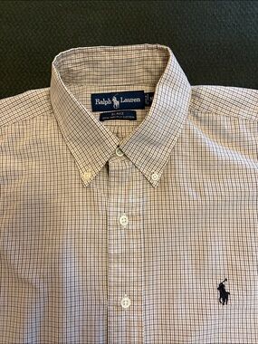 Ralph Lauren Men’s Blake Button-Down Shirt in Brown and Navy Micro-Check